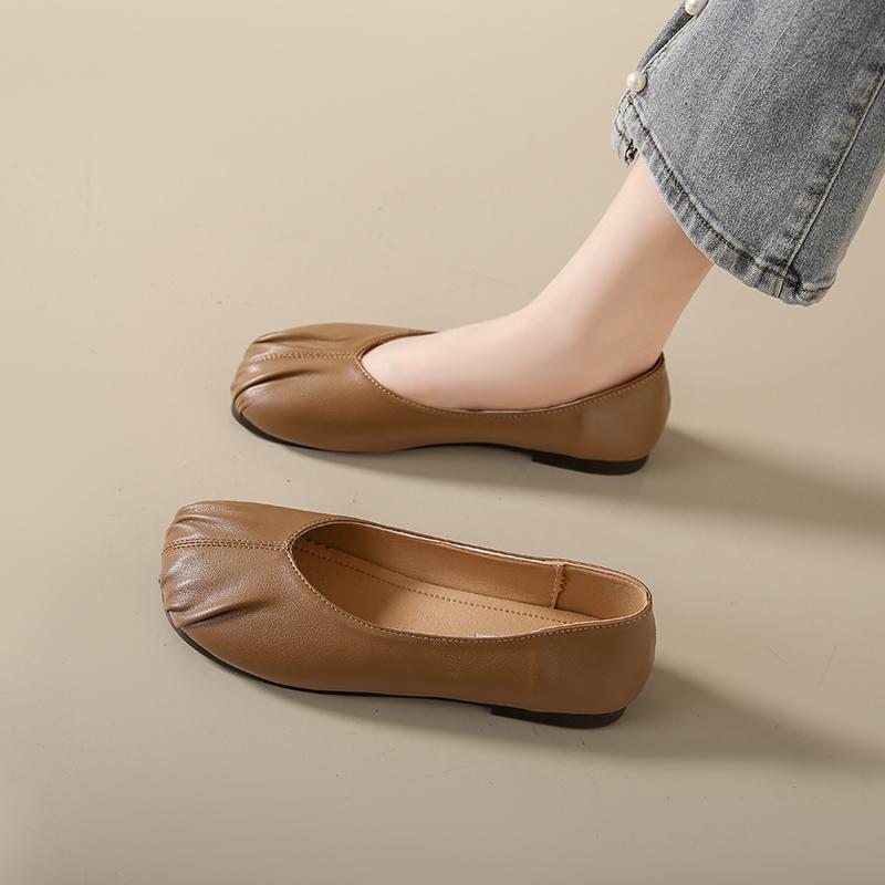 С юбкой одинарные туфли женские весенние мягкая подошва 2025 ранняя весна не устают ноги модные плоские женские шапочки туфли одна педаль