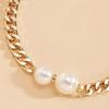 Elegant Imitation Pearl and Geometric Chunky Chain Choker Necklace for Women
