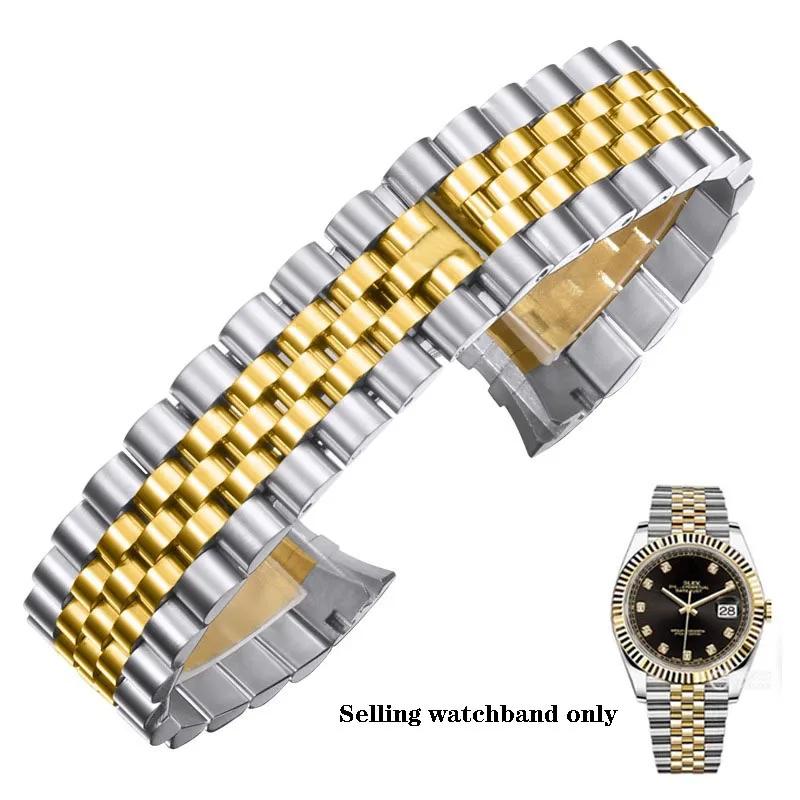 Роскошный стальной ремешок для часов Jubilee для Rolex Металлический изогнутый конец Браслет-замена 13 мм 17 мм 20 мм 21 мм