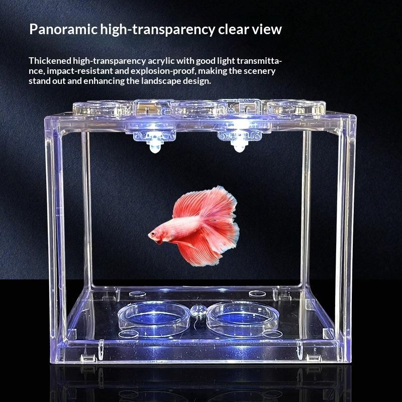 Mini Aquarium Acrylic Stackable Fish Tank Pet Box Transparent Reptile Breeding Container Home Decor Desktop Use