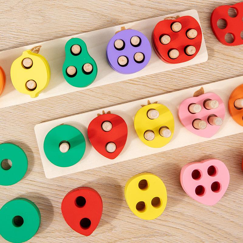 Montessori Fruit And Vegetable Five Sets Of Columns Fruit And Vegetable Shape Matching Color Cognition Building Block Early Education Educational Toys