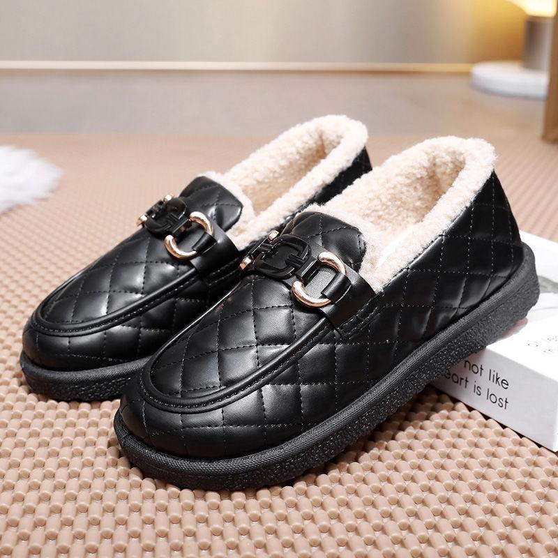 Winter Snow Boots Fleece Thickened Warm Fluffy Shoes Small Fragrant Wind Women's Short Boots Leather Waterproof Mother Shoes