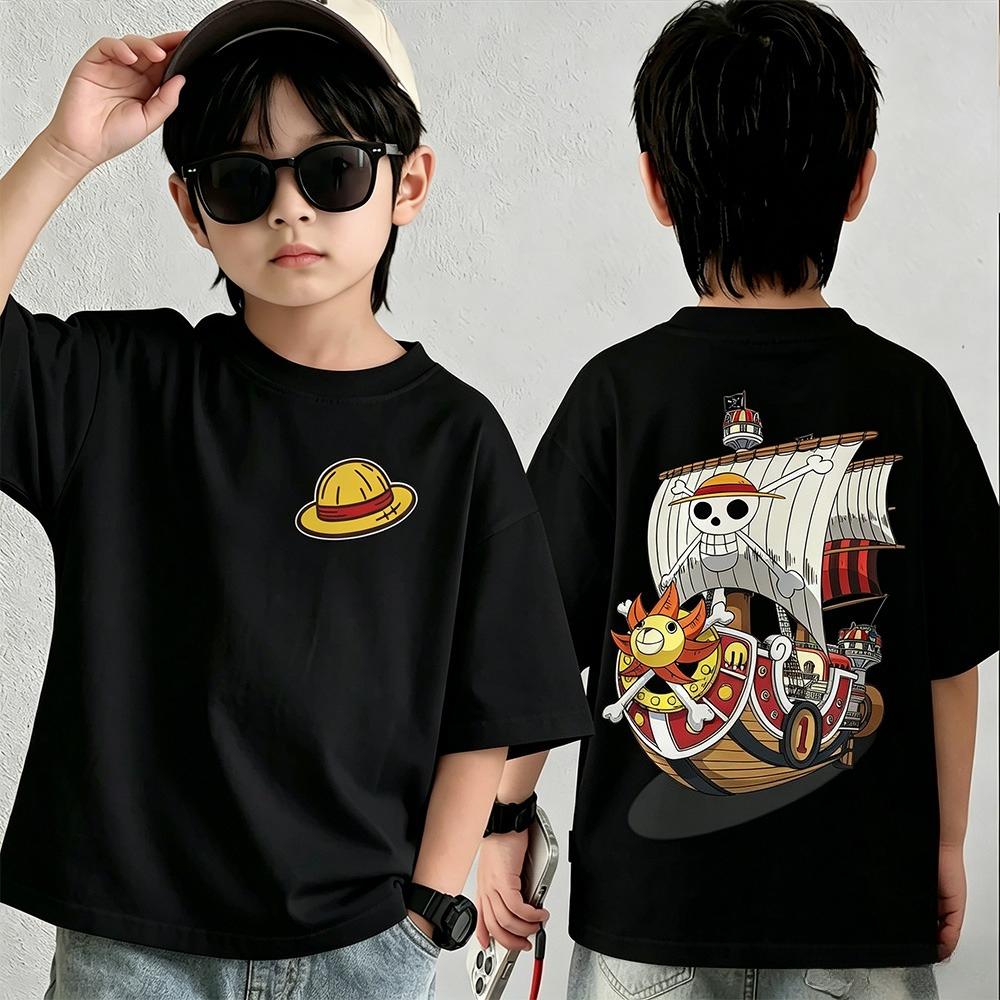 Summer New Arrival One Piece Pattern Tshirt unisex anime print casual shortsleeved fashionable streetwear top Y2K style