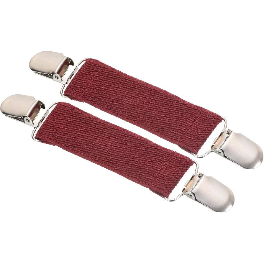 PATIKIL Mitten Clips, Elastic Webbing Strap Hanging Buckle Glove Clamp with Double Side Metal Clip for Keys Bed Sheet