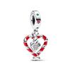 Double Candy Cane Heart Christmas Dangle Charm