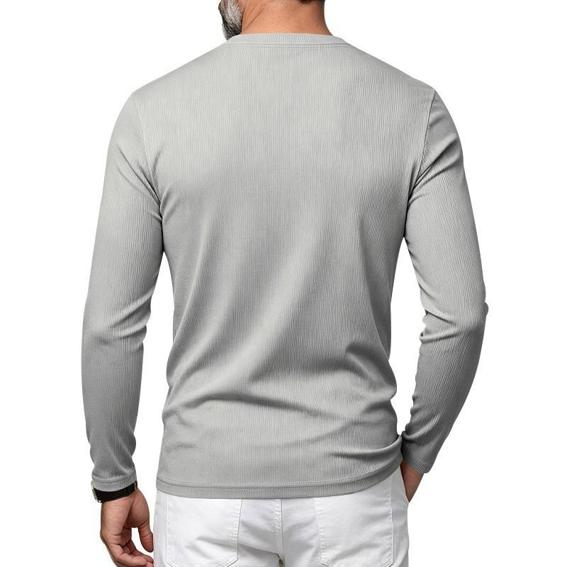 Men S V Neck Solid Long Sleeve Slim Fit Casual T Shirt