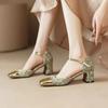 Мода 2024 Лето Удобная обувь для женщин Босоножки с закрытым носком Костюм на высоком каблуке Женский бежевый Мэри Джейн Разноцветный Высокий каблук Весна