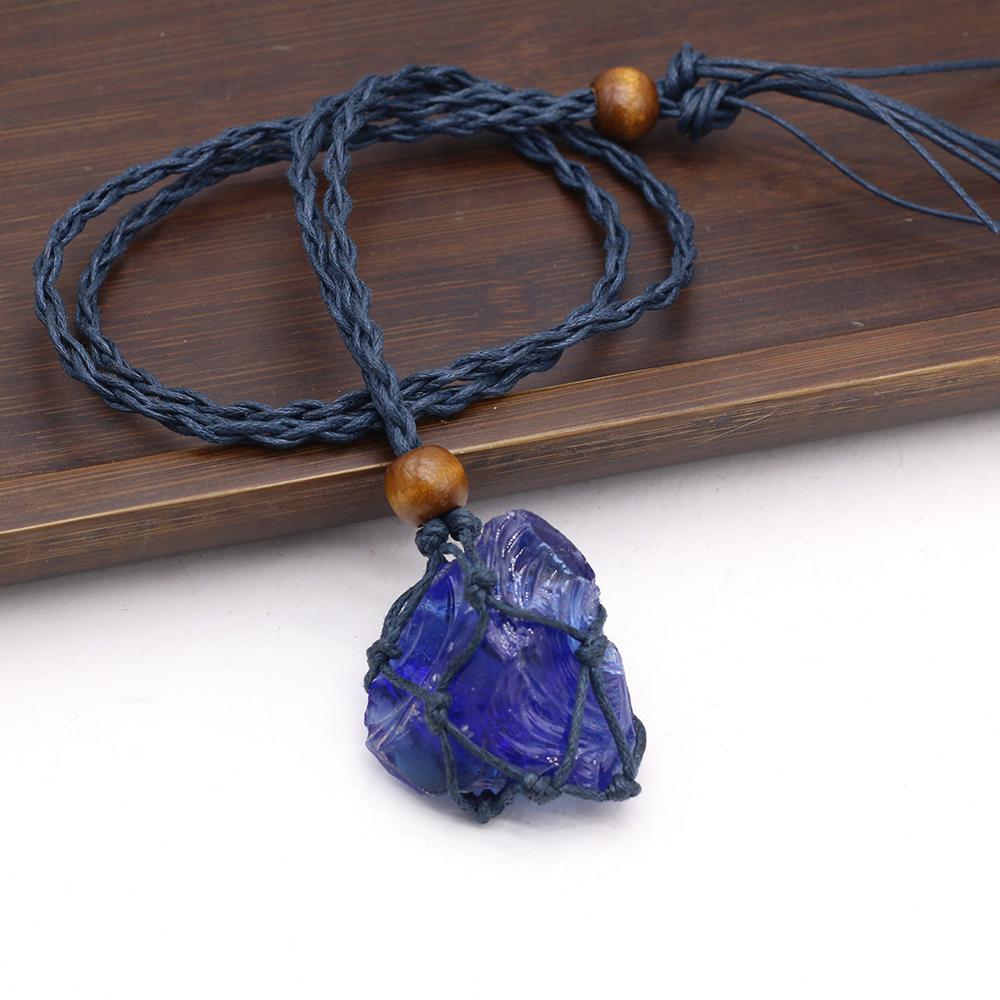 Женское ожерелье натуральный оригинальный камень сетчатый пакет нерегулярный кулон плетеная веревка подвески унисекс любовь романтическая подарочная цепочка 50 см