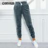 Autumn and Winter Plus Size Drawstring Women's Elastic Waist Velvet Casual Pants Sweatpants