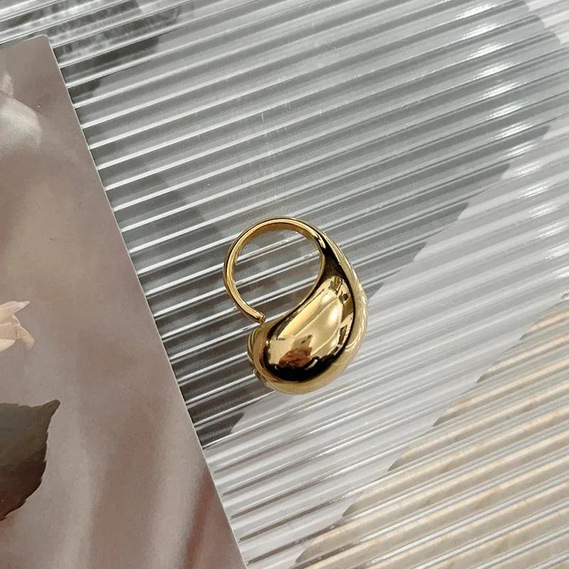 LATS New Fashion Designer Gold Silver Colour Water Drop Ring Woman Europe America Luxury Jewelry Trendy Accessories Gift