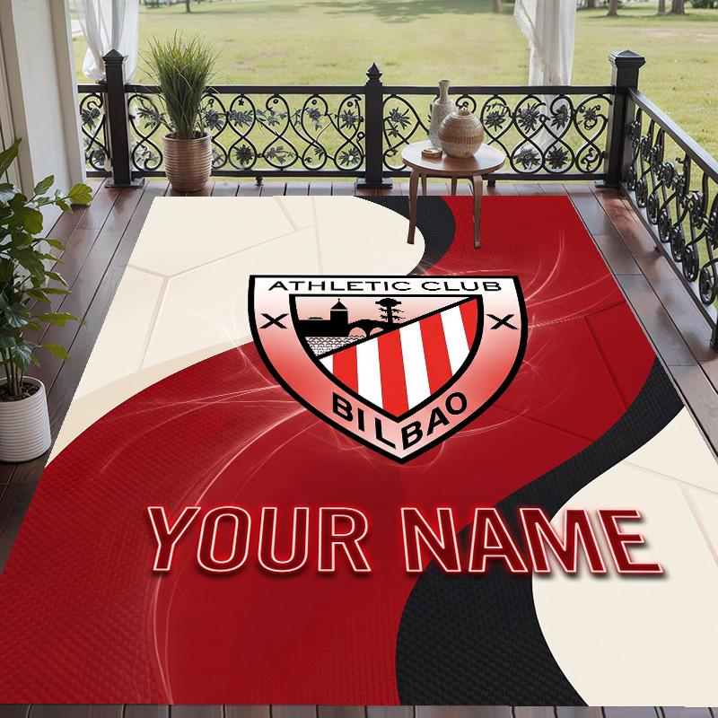 Custom Text Printed Rug Athletic Bilbao FC Non Slip Floor Carpet For Home Room Decor