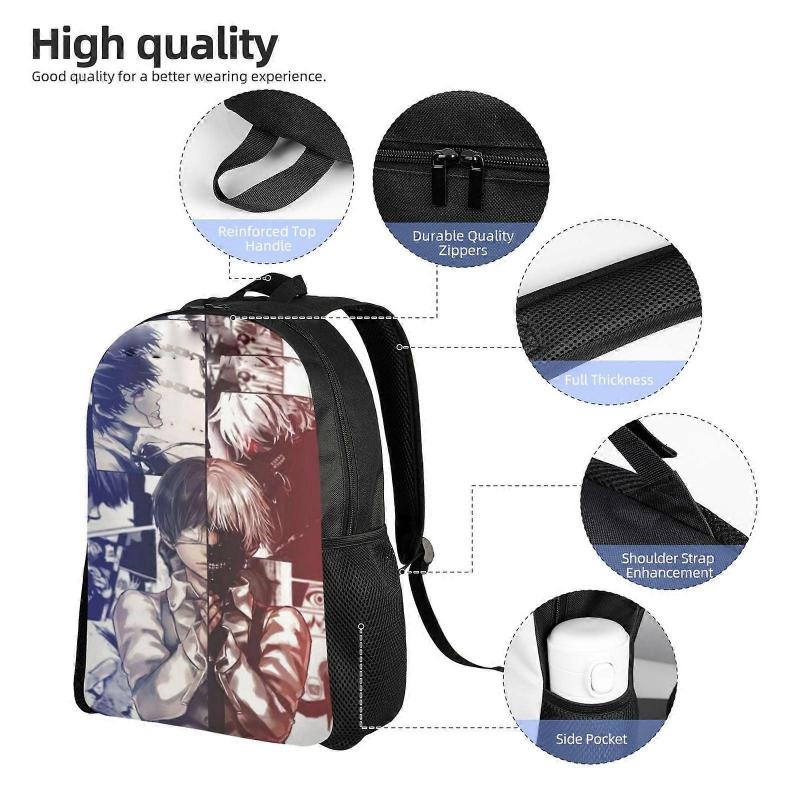 Kaneki Ken Anime Backpack Cartoon Travel Bags 3D Printed Casual Daypacks-SYS578