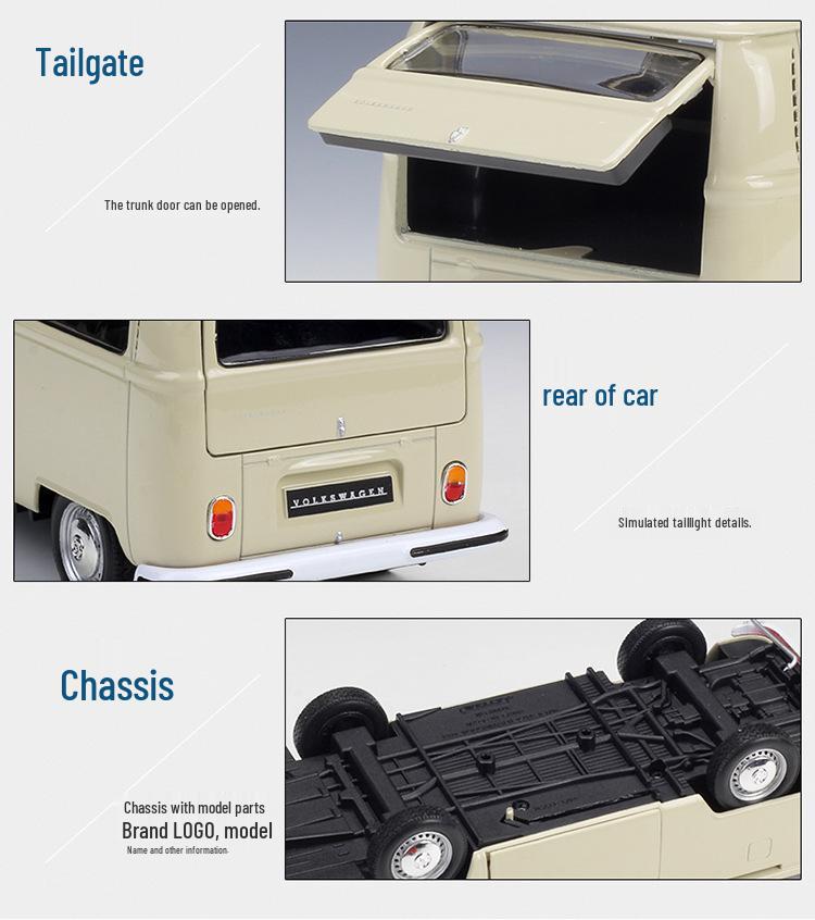 Volkswagen 1972 T2 Автобус Фургон 1:24 Модель из сплава Игрушка