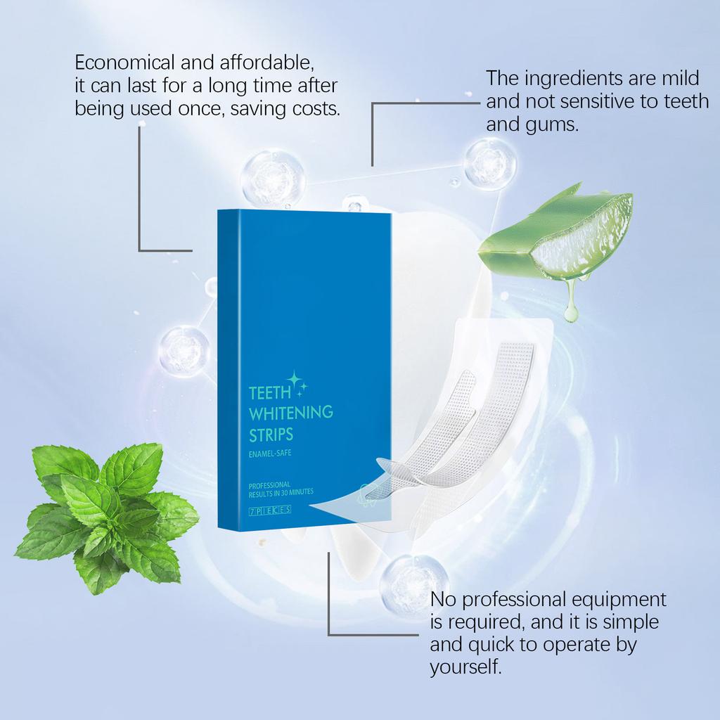 Полоски для отбеливания чувствительных зубов, 7 полосок, отбеливающие безопасные полоски для отбеливания, глубокое удаление пятен, отбеливание зубов, без вреда для зубной эмали