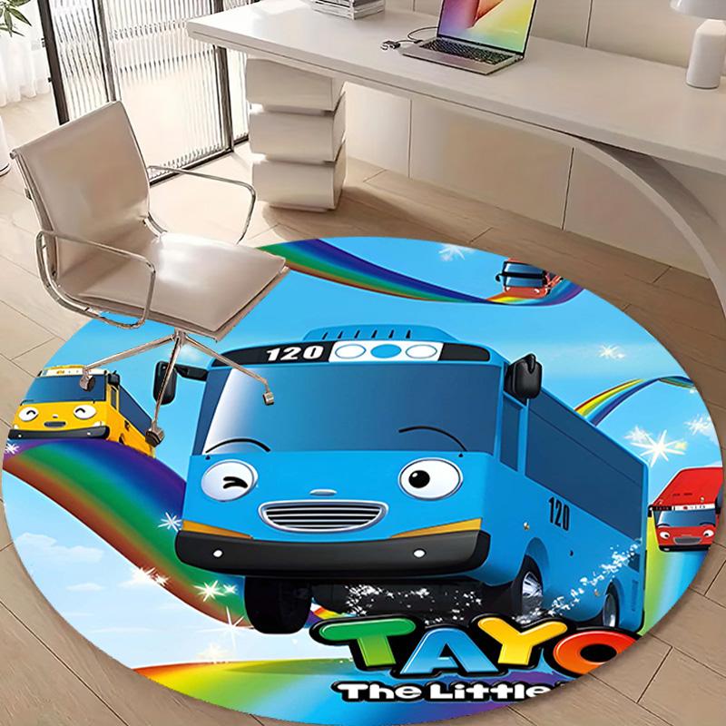 1pc Tayo The Little Bus3 Design Printed Area Round Carpet for Bedroom Living Room Home Decor Rugs Mat Non Slip Mat Rug for Bedside