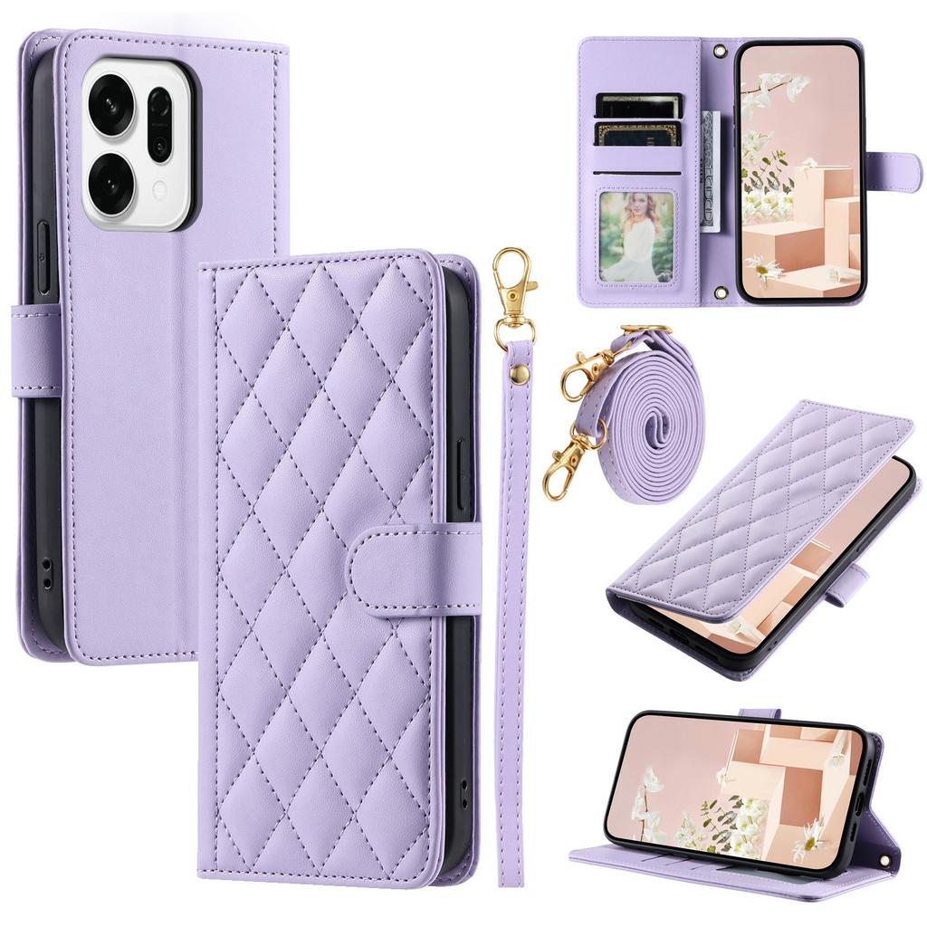 For Oppo Reno14 Pro 5G (Global) Case Wallet Rhombus Grid PU Leather Phone Cover