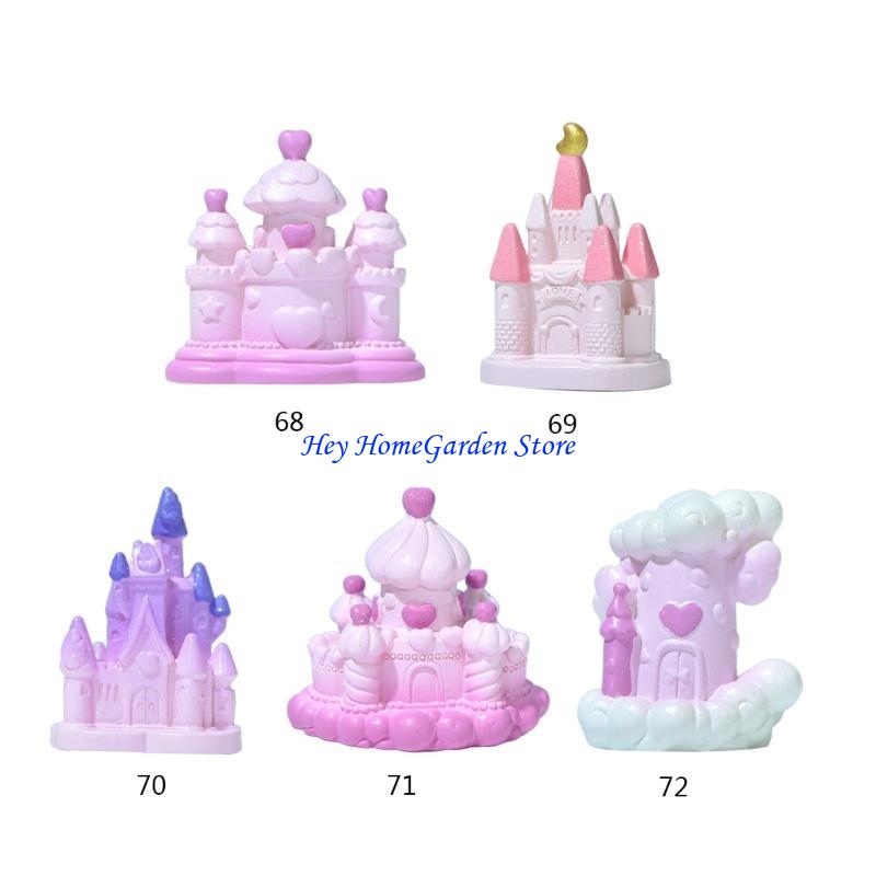 652F Romantic Miniature Castle Micro Landscape Decoration Figurines DIY Cake Fairy Garden Resin Xmas Birthday Ornament