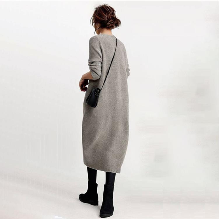 Новый однотонный трикотажный джемпер с круглым вырезом и большими карманами для женщин