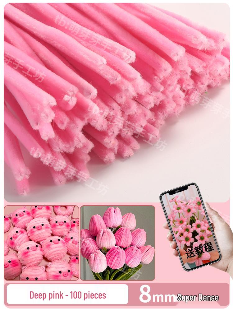 Thickened White Chenille Pipe Cleaners - Mixed Colors for DIY Bouquet Crafts