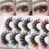 1/3/5 Pair False Eyelashes Natural Look 3D Effect Wispy Curly Fluffy Eye Makeup Faux Mink Hair Women Colored Fake Lashes for Party