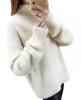 High Neck Knit Fluffy Shaggy Knit Sweater Pullover Long Sleeve Plain Everyday Wear Elegant Neat Slimming Mori Girl Retro Casual Elegance Feminine