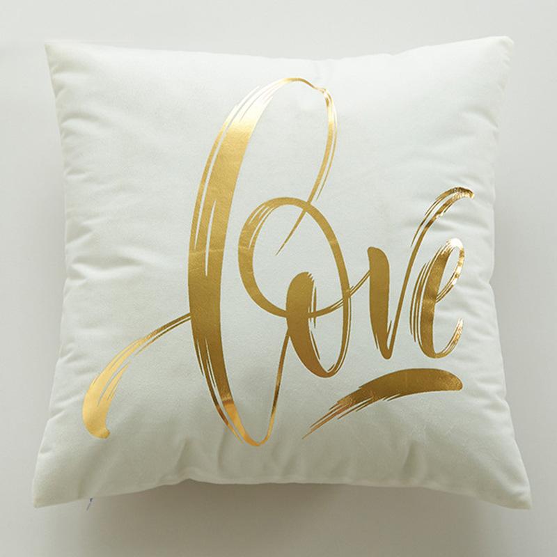 Дом Новый Горячее Тиснение Девиз Золотая Подушка Подушка на День Святого Валентина Подушка Подушка Короткий Плюшевый Наволочка