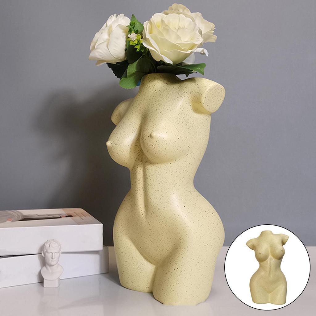 Resin Female Body Vase Resin Plants Pot Women Statues Desktop Ornament Decor