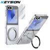 KEYSION Вращающийся на 360° магнитный чехол-подставка с кольцом для Samsung Galaxy Z Flip 6 5 5G Прозрачный чехол для телефона с защитой экрана