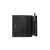 Gucci Animalier distressed metal bee decoration hot stamped slogan bifold leather wallet card holder women's black