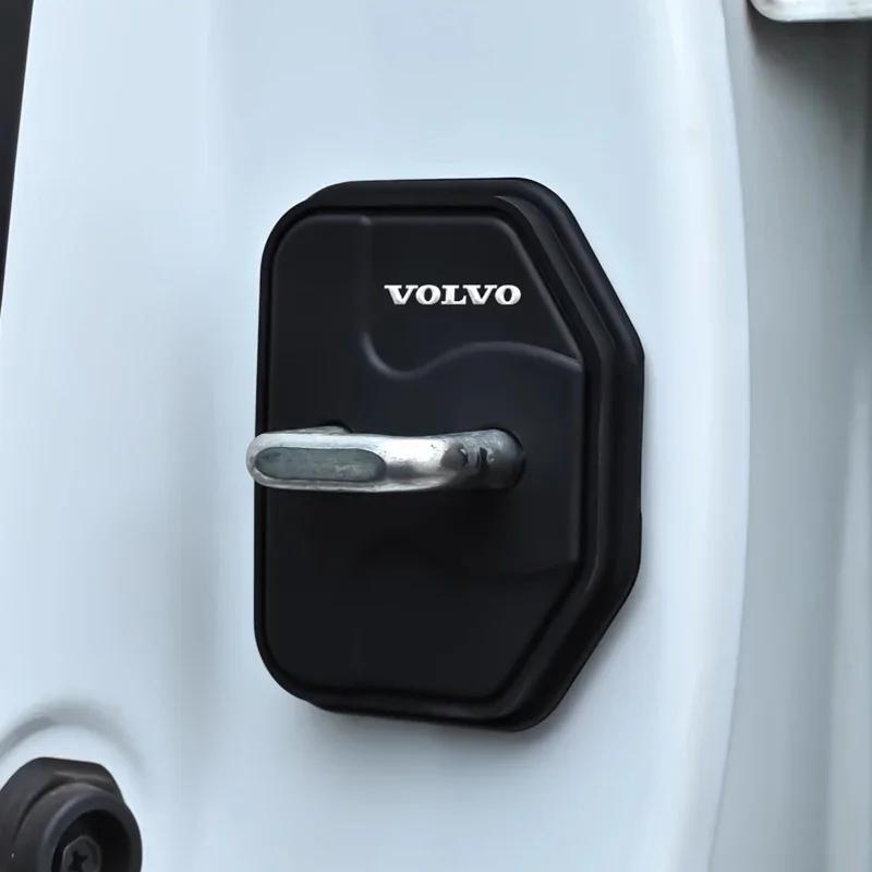 2/4Pcs Car Silicone Door Lock Cover Protect Buckle Cover Auto Accessorie For Volvo T6 V90 V60 V40 XC90 S60 C30 XC60 V50 V70 S90