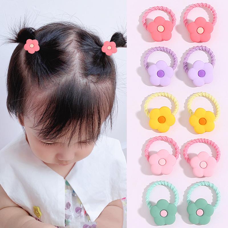 10PCS/Set 2CM Mini Cartoon Baby Girls Hair Ties Children HairBands Ponytail Elastic Rubber Band Newborn Hair Accessories