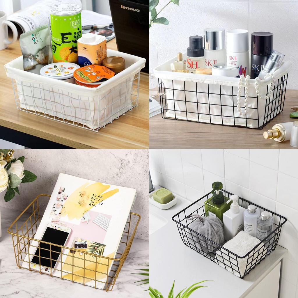Storage Basket With Iron Material For Home Office And Bathroom Organization
