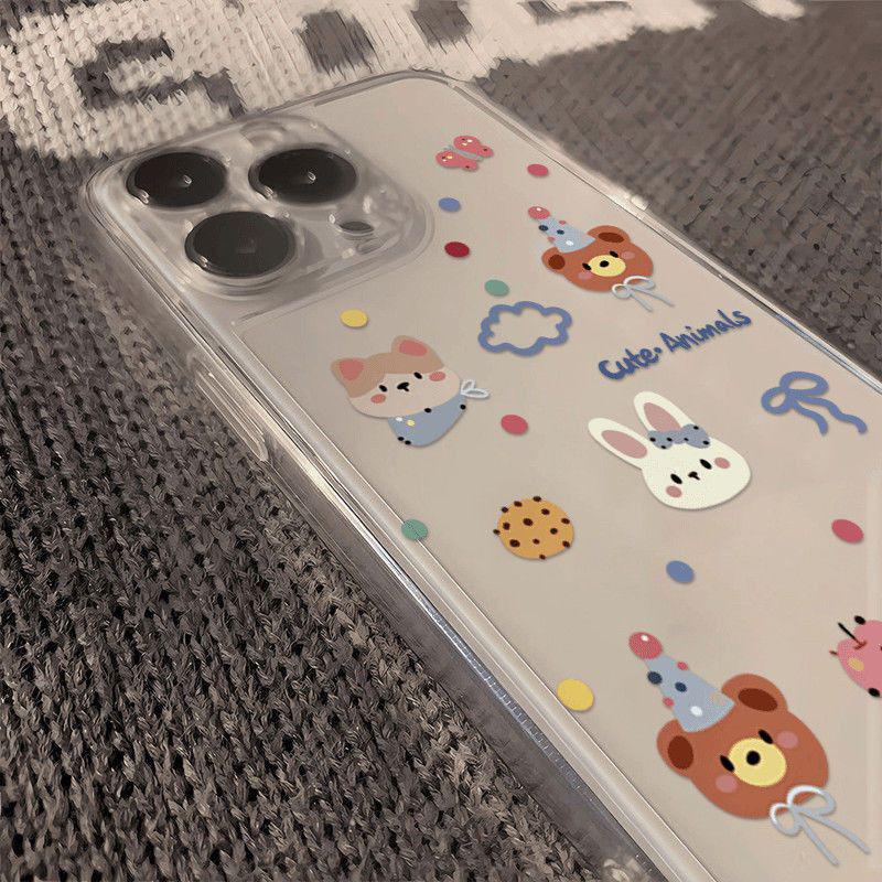 Прозрачный чехол для телефона Little Bear Rabbit для iPhone 17 Pro, 16, 15, 13 Pro Max, 12, 11