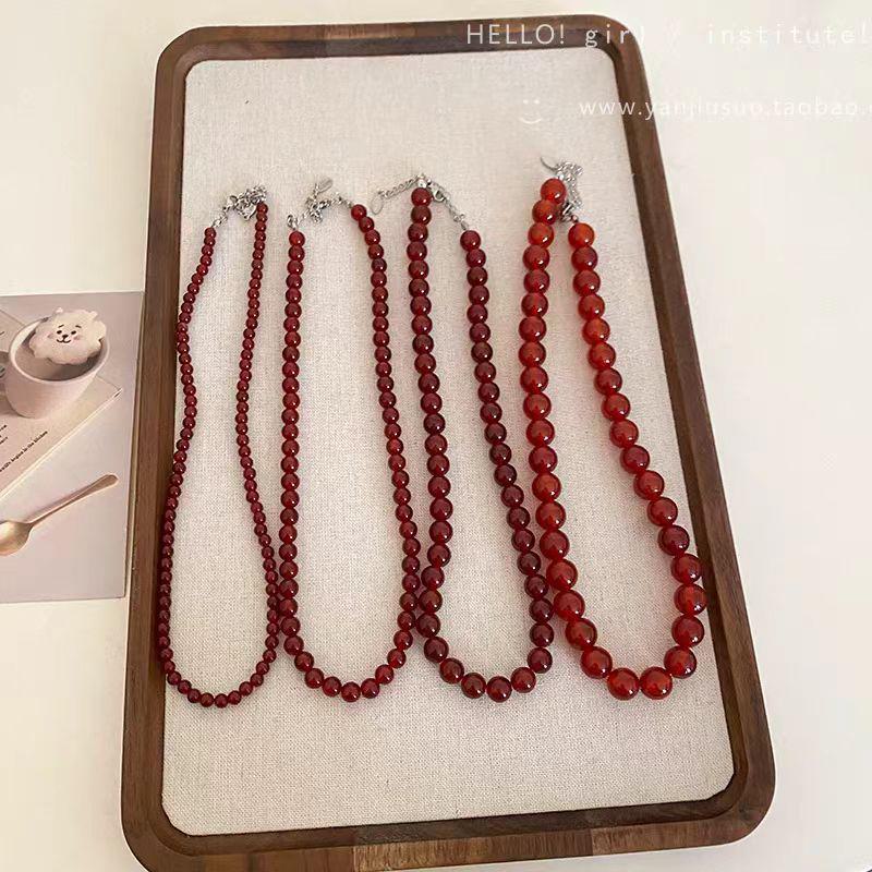 Ankola Red Pearl Beaded Retro Necklace - Autumn/Winter 2025 Collection