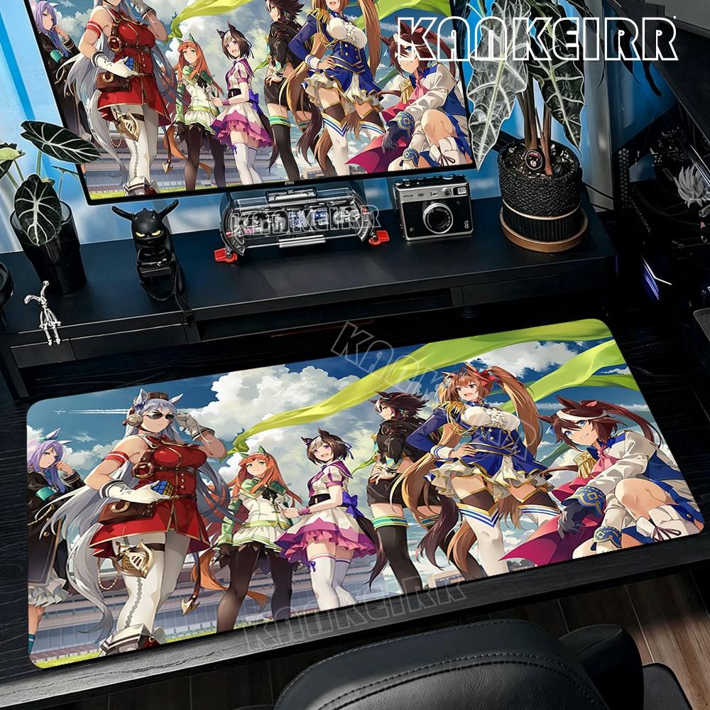 Большой игровой коврик для мыши Umamusume Pretty Derby Сшитый край Резиновая основа Настольный коврик для ПК Ноутбука Геймера Киберспортивные Аксессуары Большой Ковер