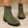 Осень и зима новые внешнеторговые большие размеры острый носок средний каблук толстый каблук ретро универсальные однотонные модные ботинки женские