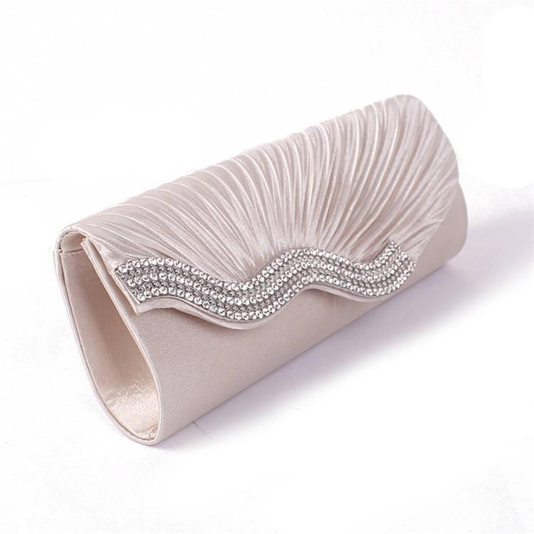 Rhinestone Hand Satin Wedding Purse Bridal Party Chain Dinner Clutch Vintage Bolsos Evening Handbag