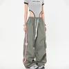 Винтажные брюки-карго с парашютом в стиле хиппи, женские уличные спортивные штаны в полоску по бокам в стиле Харадзюку, большие размеры Y2k, прямые широкие брюки