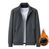 Men's Solid Color Stand Collar Cardigan Sweater with Velvet, Customizable Logo, Spring/Autumn Casual Sports Jacket.