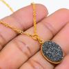 Pyrite Druzy Gemstone Handmade 925 Sterling Silver Jewelry Necklace 20" GK-5007