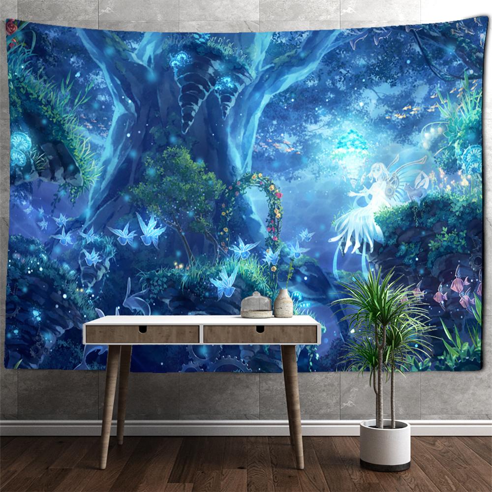 Психоделический гобелен для дома в джунглях, настенный гобелен, колдовство, богемный стиль, хиппи, тапиз, художественная эстетика, домашний декор для комнаты