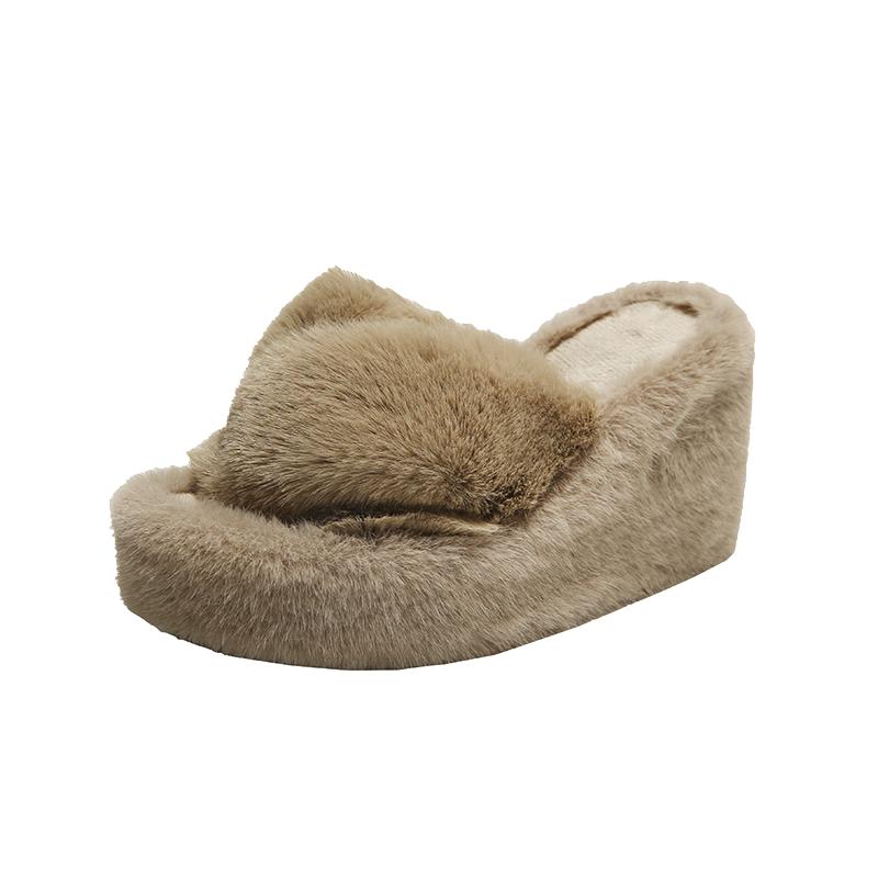 Зимние современные тапочки на высоком каблуке из коровьей замши, натягивающиеся, 2024, высококачественная женская обувь, однотонные, неглубокие, необычные женские тапочки