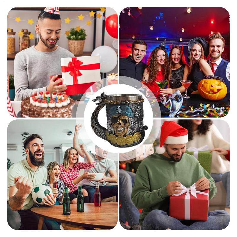 Кружка для кофе и пива, забавная кружка на пиратскую тематику, из нержавеющей стали, для дня рождения, Рождества, Нового года, юбилея