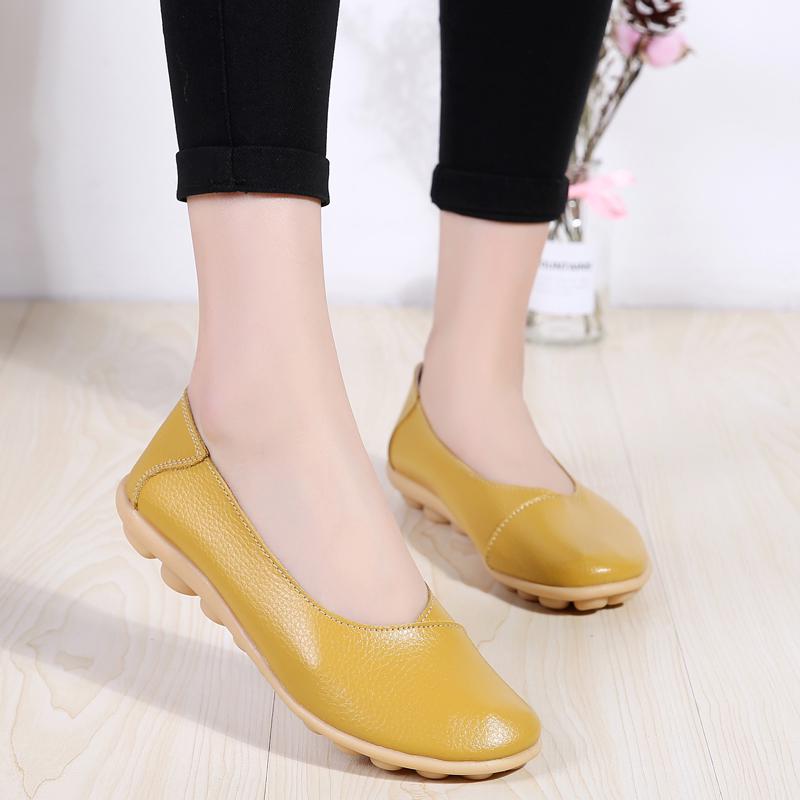 Women Leather Driving Moccasins Comfort Flats Casual Slip On Blue Nurse Plus Size Summer Ballet Shoes for Girl