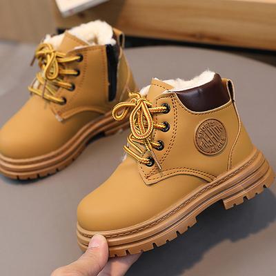 Детские сапоги-мартины, зимние бархатные утепленные сапоги из хлопка для мальчиков и девочек, теплые хлопковые сапоги для детей среднего и старшего возраста, нескользящие короткие сапоги, детские сапоги