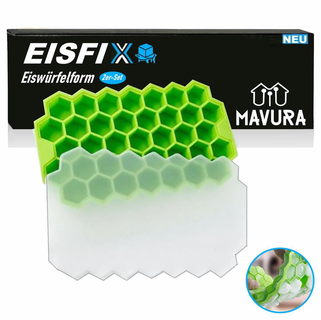 EISFIX 2x Ice Cube Mold Silicone Ice Cube Maker Ice Ball Mold Ice Cube Container