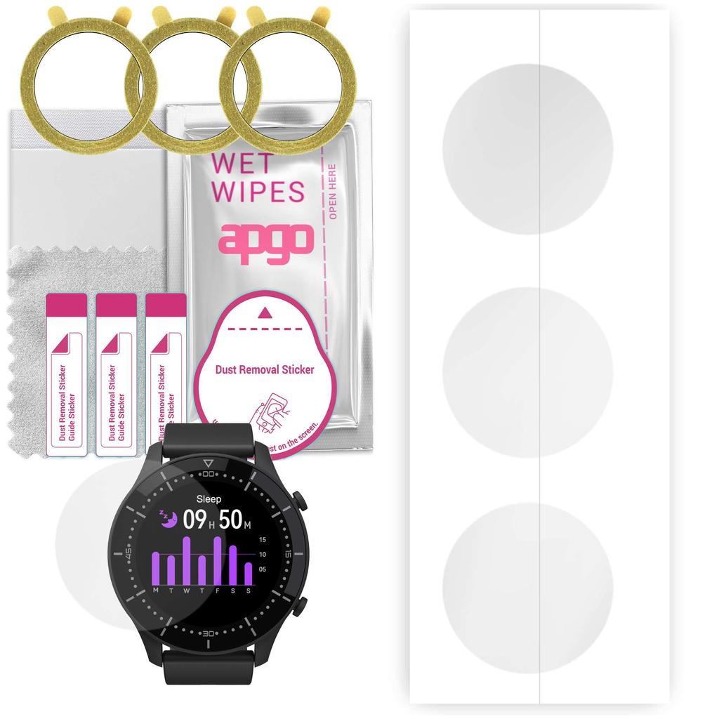 3x Apgo Hydrogel Screen Protector for Media-tech Activeband Genua MT870, Hydrogel Film, with Positioning Layer Easy Installation