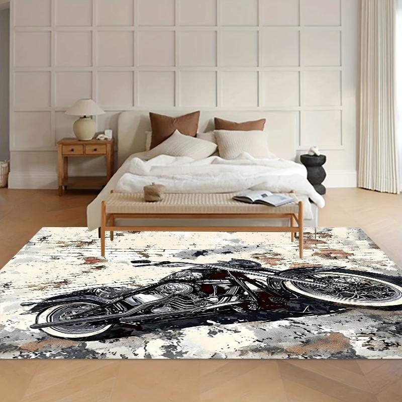 Vintage Motorcycle Door Mat & Rug Non-Slip Washable Carpet for Living Room Bedroom E-sports Room Home Area Rugs Soft Alfombra