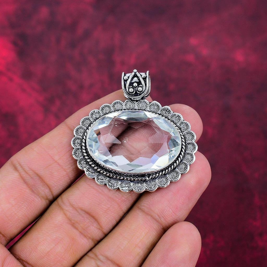 Подвеска из чистого серебра 925 пробы с белым топазом, подвеска из драгоценных камней ручной работы на День памяти