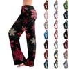Ladies' Loose And Casual Christmas Printed Wide Leg Pants With Elastic Waistband Drawstring And Pocket Pants